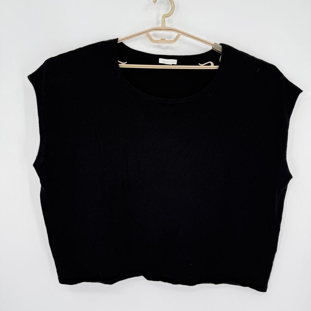 Garnet Hill 100% Cashmere Oversized Sweater Vest Boxy Black poncho Size XL